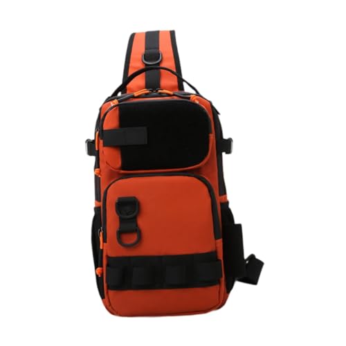 Baoblaze Angelgerät-Tasche, leicht, mit Reißverschlusstaschen vorne und Oben, Sport-Brusttasche für Herren, Sport-Schultertasche, wasserdicht für Sport, Orange von Baoblaze