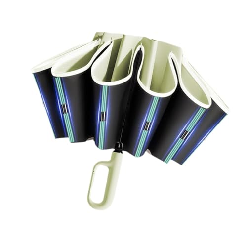 Baoblaze Automatischer Taschenschirm mit Hakengriff, 60 Rippen, Regenschirm für Damen und Herren, Grün von Baoblaze
