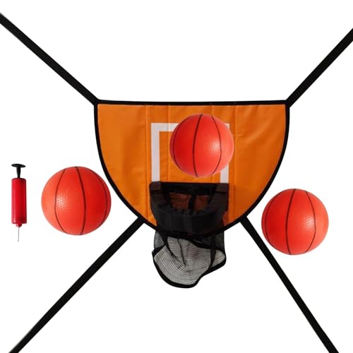 Baoblaze Basketballkorb für Trampolin, leichtes Backboard mit Verbindungsseilen, universelles Trampolinzubehör für alle Altersgruppen, Orange, mit DREI Bällen von Baoblaze
