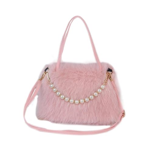 Baoblaze Damen-Tasche aus Plüsch, modische Tragetasche mit abnehmbarem Riemen, für Shopping, Dating, Urlaub, Rosa von Baoblaze