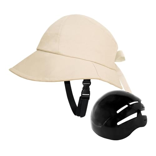 Baoblaze Fahrradhelm, Hutform, Helm, Fischerhut, Sonnenhut, Radfahrerhelm, Huttyp, Helmkappe für Damen, Fahrrad, Alltag, Arbeit, Beige von Baoblaze