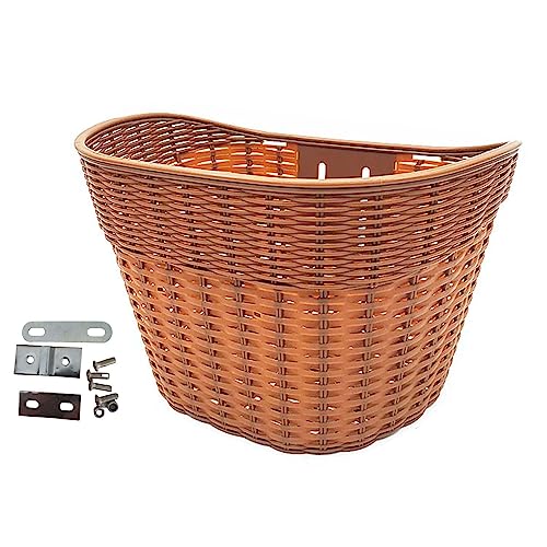 Baoblaze Fahrradkorb vorne, Rattan-Imitat, abnehmbare Fahrradaufbewahrungskörbe, Damen und Herren, Vintage-Stil, wasserdichter, S Braun von Baoblaze