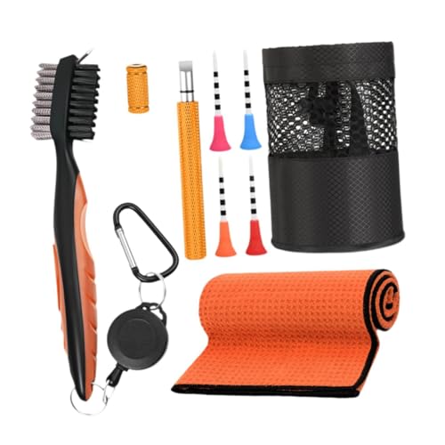 Baoblaze Golfschlägerreiniger, Golf-Reinigungsbürste, Golf-Tool, Mehrzweck-Tragbares Golfschläger-Reinigungsset, Golf-Zubehör für Golfeisen, Orange von Baoblaze