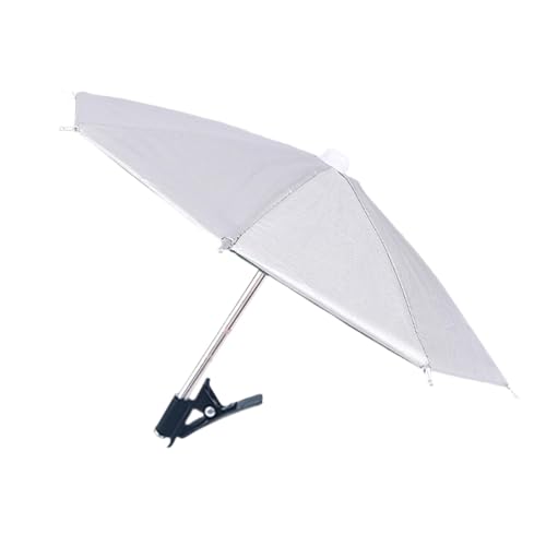 Baoblaze Handy-Regenschirm, Handy-Sonnenschirm, universeller, regendichter Clip-Up-Handyhalter, Handyständer, Sonnenblende für unterwegs, Silber von Baoblaze