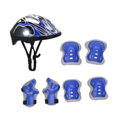 Baoblaze Kinder-Fahrradhelm-Set, Skateboard-Helm, tragbare Ausrüstung, Rollschuh-Helm mit Ellenbogenschonern für Inlineskaten, Schwarz Blau von Baoblaze