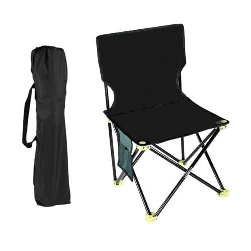 Baoblaze Klappbarer Campingstuhl, tragbarer Hocker, Seitentasche, Sitzhocker, Strandstuhl, Outdoor-Stuhl für Picknick, Angeln, Reisen außerhalb des Hinterhofs, Black and M von Baoblaze