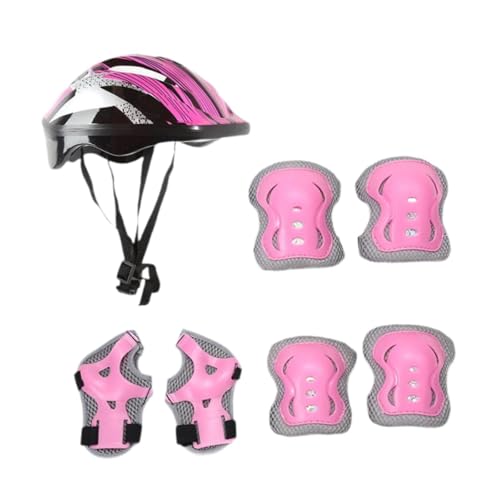 Baoblaze Knieschützer-Set für Kinder-Fahrradhelm, Fahrradhelm, verstellbar, Sporthelm, Handgelenkpolster für Outdoor-Sport, Rennrad, Rollschuhlaufen, Rosa von Baoblaze