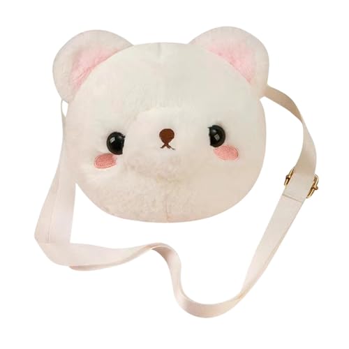 Baoblaze Niedliche tierische Crossbody -Tasche weich mit Reißverschluss für Kinder Erwachsene zum Dating, Weiß Weiß von Baoblaze