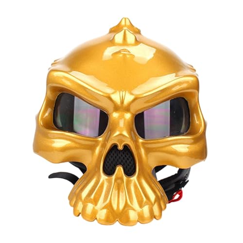 Baoblaze Totenkopf-Motorradhelm, Fahrradhelm für Herren und Damen, Outdoor-Reiten, Leichter elektrischer Fahrradhelm, Mountainbike-Helm, Gold, l von Baoblaze