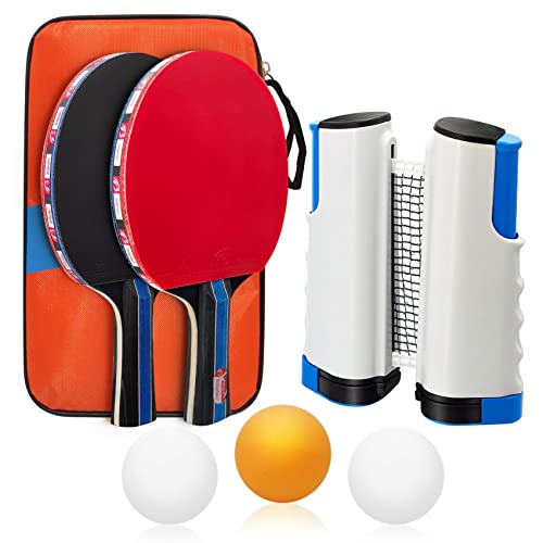 Baozun Tischtennisschläger Set, Tischtennis Set Tischtennis-Schläger mit 2 Tischtennisschlägern, 3 Bällen, Ausziehbare Tischtennisnetz und Tasche Baozun Tischtennisschläger Set, Tischtennis Set Tischtennis-Schläger mit 2 Tischtennisschlägern, 3 Bällen, Ausziehbare Tischtennisnetz und Tasche von Baozun