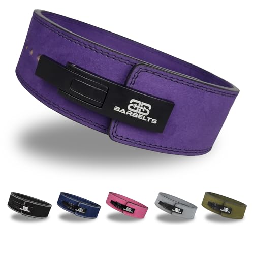 Barbelts Leber Gürtel - 10mm, Powerlifting-Gürtel, 100% Leder, Gewichtlifting Gürtel (Lila, M) von Barbelts