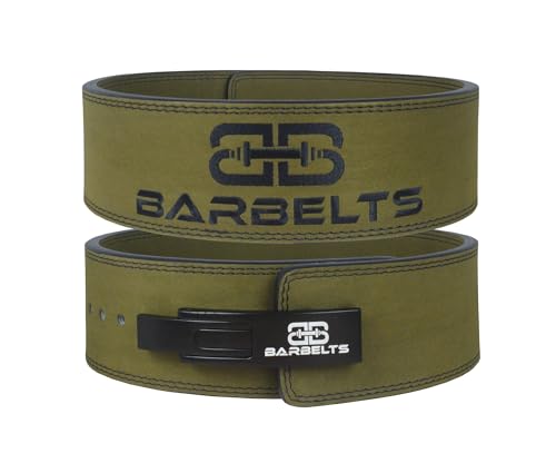 Barbelts Powerlifting Gürtel 10mm Grün - Lever Belt - Gewichthebergürtel - Leder (S) von Barbelts