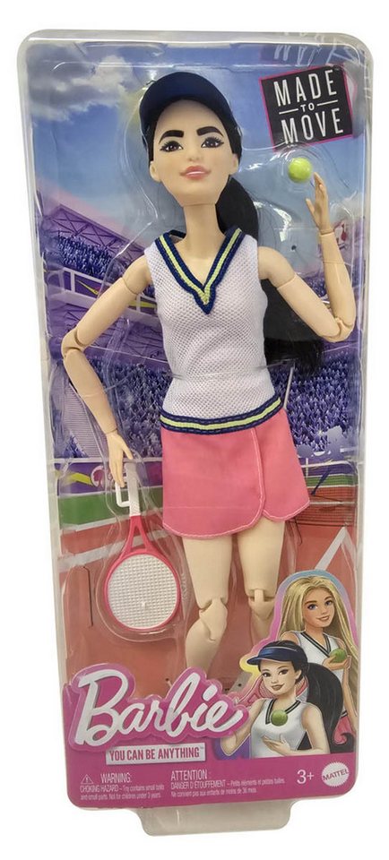 Barbie Stehpuppe Barbie Made to Move - Tennisspielerin mit Schläger und Ball - Puppe mi Barbie Stehpuppe Barbie Made to Move - Tennisspielerin mit Schläger und Ball - Puppe mi von Barbie