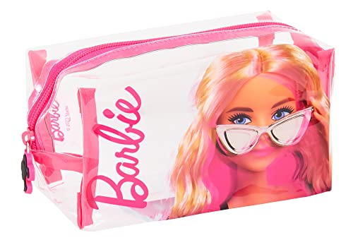 Barbie Transparente Kosmetiktasche für Mädchen und Damen, Make-up-Tasche, Reise-Kulturbeutel, Federmäppchen, rose, Einheitsgröße, Kosmetiktasche von Barbie
