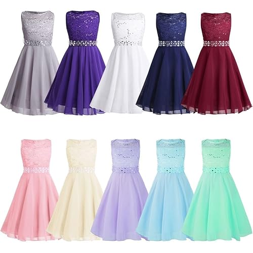 Barielle 10010 Tanzkleid, Spitzenkleid, Partykleid, Pailletten, mit abnehmbarem Strassgürtel, Mädchen, Kinder, Perlrosa, 110-116 von Barielle