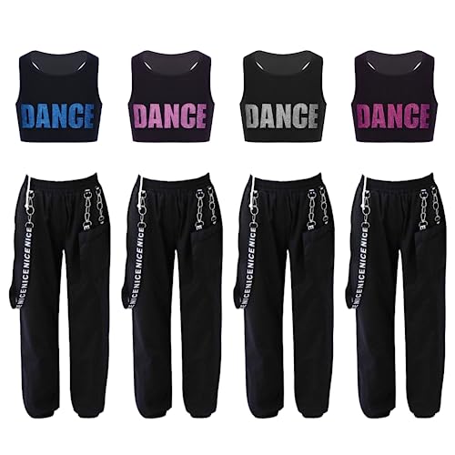 Barielle 10012 Zweiteiliges Hip Hop Outfit für Kinder, Crop Top, Cargohose mit Kettendesign, Tanzoutfit, Blau, 134-140 Barielle 10012 Zweiteiliges Hip Hop Outfit für Kinder, Crop Top, Cargohose mit Kettendesign, Tanzoutfit, Blau, 134-140 von Barielle