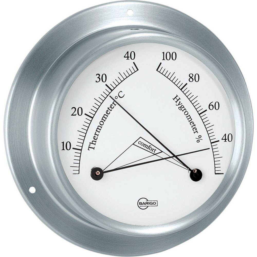 Barigo Sky 85 Stainless Steel Thermo Hygrometer Silber 110 x 32 mm von Barigo