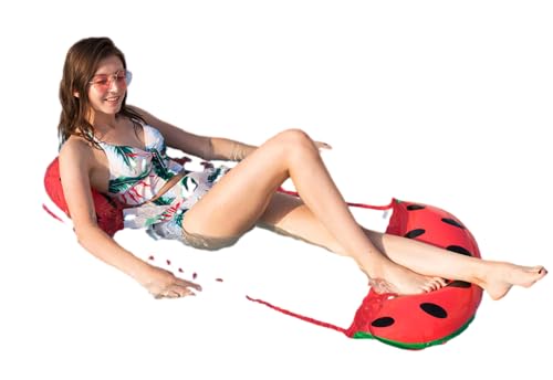 BaronHong Schwimmende Hängematte für den Swimmingpool mit Obstmotiv – Aufblasbare Schwimmhilfen für Erwachsene, tragbare Flöße, Loungesessel für Strandpartys (Wassermelone, M) von BaronHong