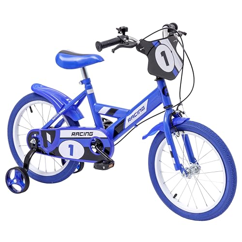 Baroni Toys Blaues Kinderfahrrad mit Stützrädern, Sportfahrrad für Kinder aus Stahl, Kinderfahrrad mit Stützrädern, Kinderfahrrad für Kinder von 4 bis 7 Jahren, Größe 16 Zoll Baroni Toys Blaues Kinderfahrrad mit Stützrädern, Sportfahrrad für Kinder aus Stahl, Kinderfahrrad mit Stützrädern, Kinderfahrrad für Kinder von 4 bis 7 Jahren, Größe 16 Zoll von Baroni Toys