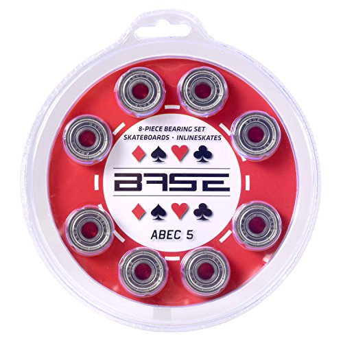 BASE - ABEC 5 Kugellager Bearings inkl. Blister-Verpackung , einfache Montage , ABEC 5 , Kugellager für Inliner & Rollerblades , Standard-Kugellager 608Zz , Rot von Base