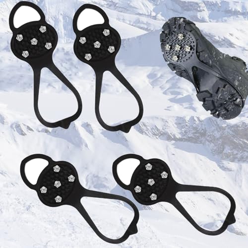 2 Pairs Spikes Für Schuhe Winter, Schuh Spikes Glatteis,steigeisen, Non-Slip with 5 Claws Equipment Gripper Snow Grips Kleets for Boots Shoes Hiking Ice Fishing Jogging Climbing Hiking - Universal von Basetousual