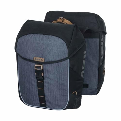 Basil Miles Doppeltasche - Geeignet für Elektrisches, City, Damen, Herrenfahhrad - 26L - Black Slate Basil Miles Doppeltasche - Geeignet für Elektrisches, City, Damen, Herrenfahhrad - 26L - Black Slate von Basil