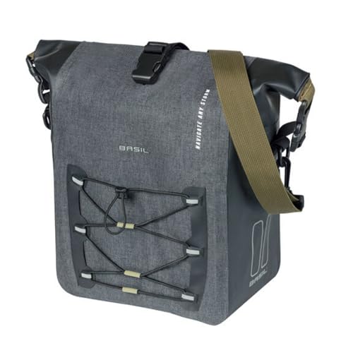 Basil Navigator Storm Klickfix - Lenkertasche Schwarz Grau - 10-11 Liter - 15 x 24 x 21 cm - 100% Wasserdicht von Basil