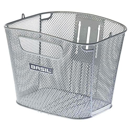 Basil Unisex – Erwachsene Bold Front FM Vorderradkorb, Silber, 28 x 34 x 27 cm Basil Unisex – Erwachsene Bold Front FM Vorderradkorb, Silber, 28 x 34 x 27 cm von Basil