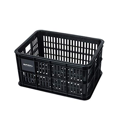 Basil Unisex – Erwachsene Crate S Fahrradkiste für den Vorderradgepäckträger, Black, 40 cm x 29 cm x 21 cm von Basil