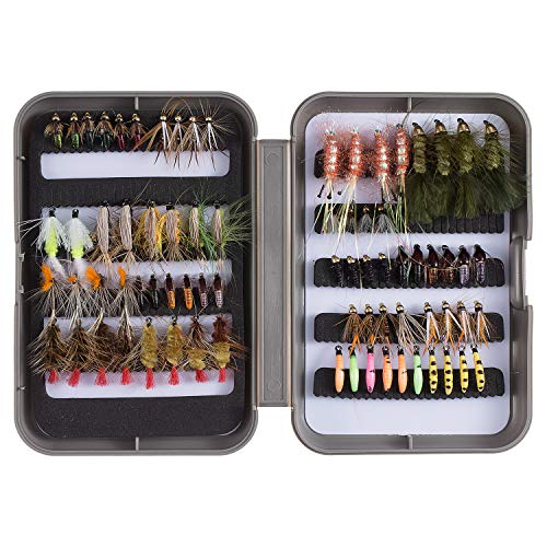 Bassdash Fliegenfischen Fliegen Set Forellenbarschangeln mit Fliegenbox, 36/64/72/76/80 / 96Stk. Mit Trockenfliegen/Nassfliegen, Nymphen, Streamers, Popper Bassdash Fliegenfischen Fliegen Set Forellenbarschangeln mit Fliegenbox, 36/64/72/76/80 / 96Stk. Mit Trockenfliegen/Nassfliegen, Nymphen, Streamers, Popper von Bassdash