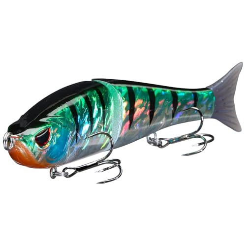 Bassdash SwimShad Glide Baits Jointed Swimbait Barsch, Hecht, Lachs, Forelle, Moschus, Angelköder von Bassdash