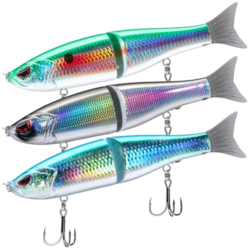 Bassdash SwimShad Glide Baits Jointed Swimbait Barsch, Hecht, Lachs, Forelle, Muskie, Angelköder, 3er-Pack von Bassdash