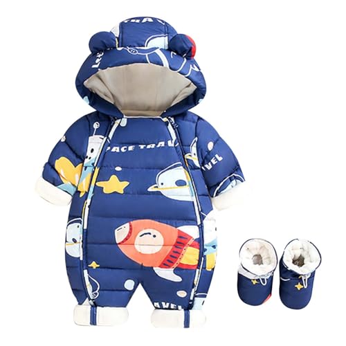 Baby Overall Winter Gefüttert - Jacke Dick Langarm Jumpsuit Outfits Warm Schneeanzug Kapuze Strampler Neugeborenes Baby Mädchen Jungen Winter Reißverschluss Overall Mantel von Bastwahl