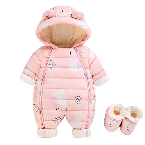 Baby Overall Winter Gefüttert - Jacke Dick Langarm Jumpsuit Outfits Warm Schneeanzug Kapuze Strampler Neugeborenes Baby Mädchen Jungen Winter Reißverschluss Overall Mantel von Bastwahl