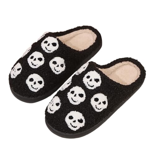 Bastwahl Halloween Slippers Warme Pantoffeln Gruselige Hauspantoffeln Trendiger Gästehausschuhe Bequem Filzpantoffeln Winter Halloween Damen & Herren Hausschuhe von Bastwahl