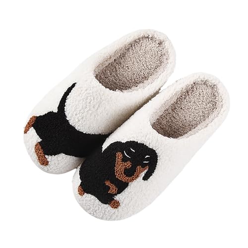 Bastwahl Hausschuhe Damen Geschlossen Warme Slippers Gruselige Hauspantoffeln Retro Gästehausschuhe Bequem Slipper Winter Plüsch Drinnen Und Draußen Hausschuhe von Bastwahl