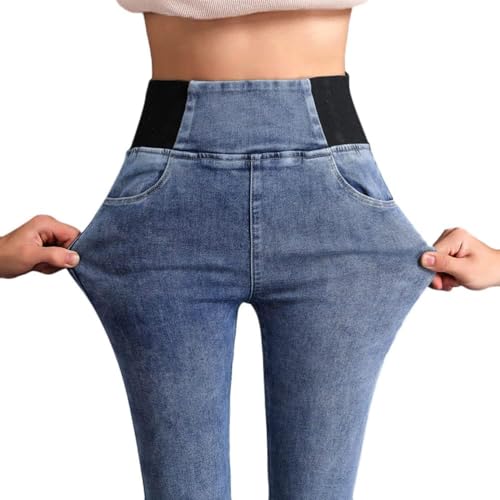 Bastwahl Jeggings Damen Stretch mit Taschen - Jeansoptik Leggings Skinny JeansoptikJeans High Waist Jogginghose Denim Stretch Hose mit Taschen Pants Fitnesshose Yogahose Streetwear von Bastwahl