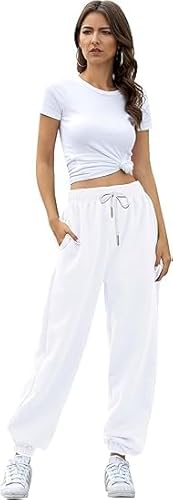 Bastwahl Jogginghose Damen Baggy Jogginghose Damen Hoher Taille mit Taschen Gummibund Sporthose Freizeithose für Training von Bastwahl