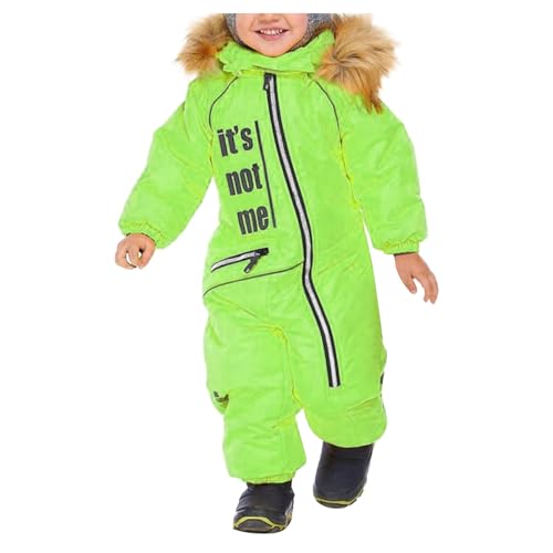 Bastwahl Kinder Schneeanzug Warmes Skioverall Unisex - Wasserdicht Skianzüge Winddicht Schneeoverall Outdoor Softshell Dicke Fellkragenkapuze Skijacke Skihose Einteiliges Reflektierenden Streifen von Bastwahl