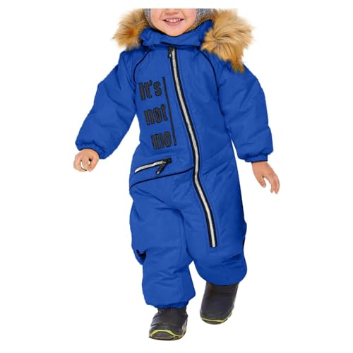 Bastwahl Kinder Schneeanzug Warmes Skioverall Unisex - Wasserdicht Skianzüge Winddicht Schneeoverall Outdoor Softshell Dicke Fellkragenkapuze Skijacke Skihose Einteiliges Reflektierenden Streifen von Bastwahl