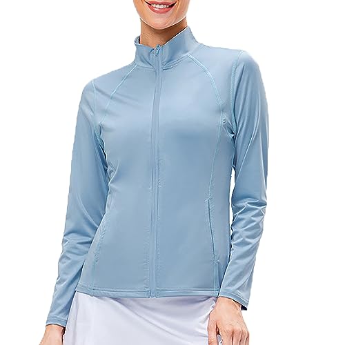 Bastwahl Skims Sport Oberteile Damen - Laufjacke Sportjacke Langarm Gym Tops Yoga Fitness Shirt Atmungsaktive Sportjacke Reißverschluss Leicht Trainingsjacke mit Daumenloch von Bastwahl