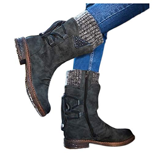 Bastwahl Stiefel Damen - Spitz Schlupfschuhe Stiefel Mit Schnalle Ankle Boots Halbhoch Westernstiefel Damenst Kurzstiefel Winterstiefel Halbhohe Absatz Stiefeletten Elegant Wildleder Halbstiefel von Bastwahl