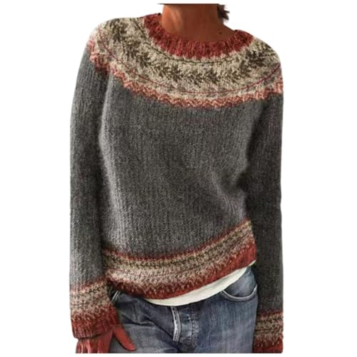 Bastwahl Strickpullover Damen Gestreift - Grobstrick Casual Sweater Elegant Pullover Oversized Langarm Sweatshirt Lose Oberteile Warm Einfarbig Wollpullover Strickpullover Lässiges Stricken Pulli von Bastwahl