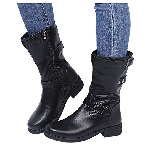 Bastwahl Westernstiefel Damen - Kurzstiefel Übergangsstiefel Halbhohe Ankle Stiefeletten Klassisch Wildleder Halbstiefel Spitz Schlupfschuhe Niederung Stiefel Mit Schnalle Boots Halbhoch Damenstiefel von Bastwahl