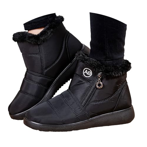 Boots Damen Winter,Winterstiefel Damen Gefüttert Wasserdicht Schwarz - Winterschuhe Warm Stiefeletten Winter Schneestiefe Kurzschaft Stiefel rutschfeste Schlupfstiefel mit Absatz Boots Flach Boots Damen Winter,Winterstiefel Damen Gefüttert Wasserdicht Schwarz - Winterschuhe Warm Stiefeletten Winter Schneestiefe Kurzschaft Stiefel rutschfeste Schlupfstiefel mit Absatz Boots Flach von Bastwahl