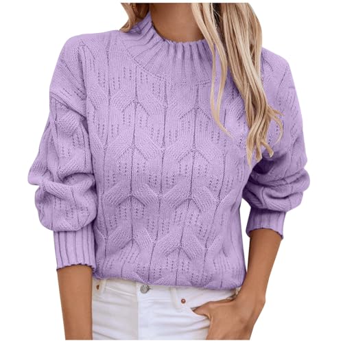 Damenpullover Langarm Winter - Oberteile Women's Jumpers Tunika Grobstrickpullover Casual Lose Rundhals Warm Outwear Oversize Langarm Pulli Sweatshirt Pullover Fall Winter Elegant Strickpullover von Bastwahl