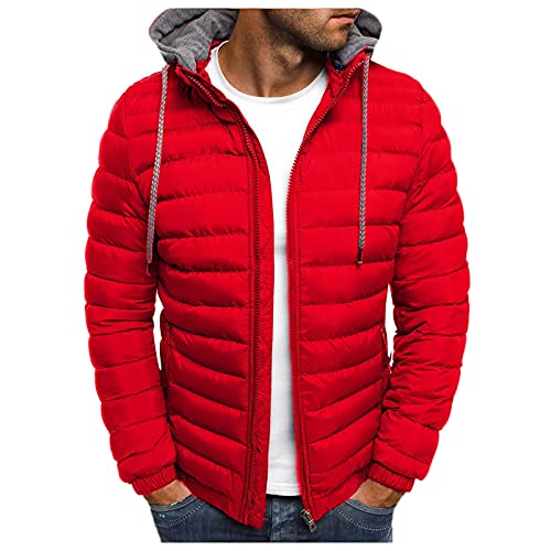 Daunenjacke Herren Leicht - Windjacke Parka Daunenjacke Winterjacke Steppjacke Bequeme Baumwolle Kapuzenjacke Männer Warme Daunenjacken Einfarbig Schnee Unten Jacken Mit Kapuze Reißverschluss von Bastwahl