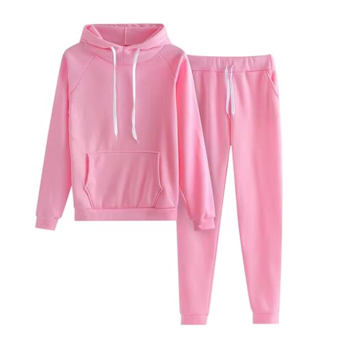 Jogginganzug Damen Warm Fleece Zweiteiler - Trainingsanzug Weich Baumwolle Hausanzug Hoodies Loungewear Set Dick Tracksuit Freizeitanzug Casual Activewear mit Kordelzug Taschen Große Größen von Bastwahl