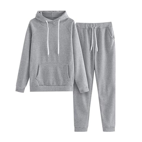 Jogginganzug Damen Warm Fleece Zweiteiler - Trainingsanzug Weich Baumwolle Hausanzug Hoodies Loungewear Set Dick Tracksuit Freizeitanzug Casual Activewear mit Kordelzug Taschen Große Größen von Bastwahl