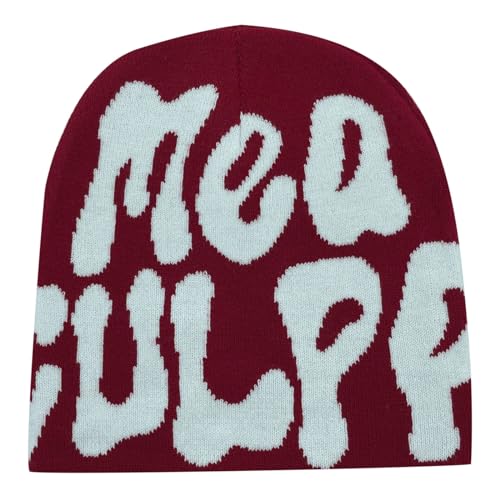 MEA Culpa Beanie - Y2k Beanie Mütze Herren Damen Teenager Y2k Cap Winter Knit Skater Beanie Mütze Hip Hop Strickmützen Baumwolle Spider MEA Culpa Printed Y2k Beanie Cap Hat Pink Harajuku Fashion von Bastwahl